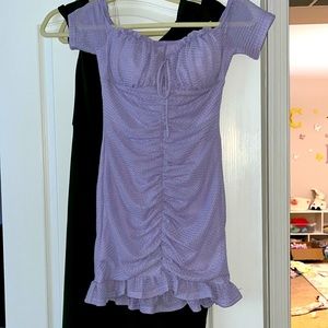 Lavender off the shoulder bodycon dress